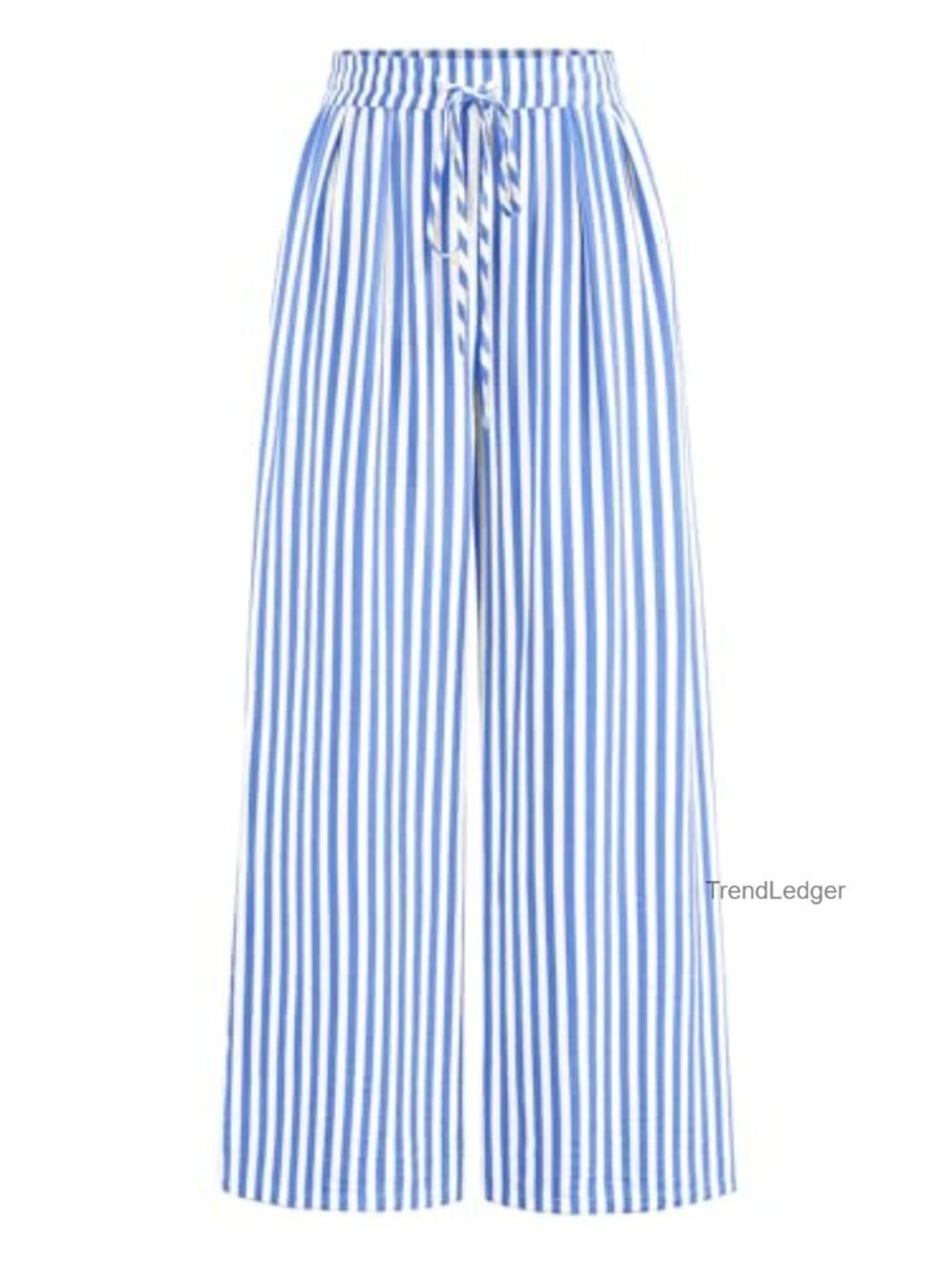 PRETTYGARDEN Women's Striped Palazzo Pants Elastic Waist Lightweight Wide Leg
